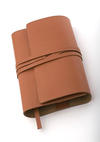 MILANO Lederbuchhülle M naturbraun: Variable Buchhülle aus echtem Rindsleder für Bücher bis 22,5 cm Höhe.