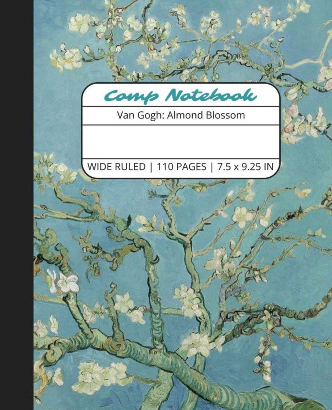 Comp Notebook: Van Gogh Almond Blossom Wide Ruled Composition Notebook Journal for Students, College, School, Office, Work