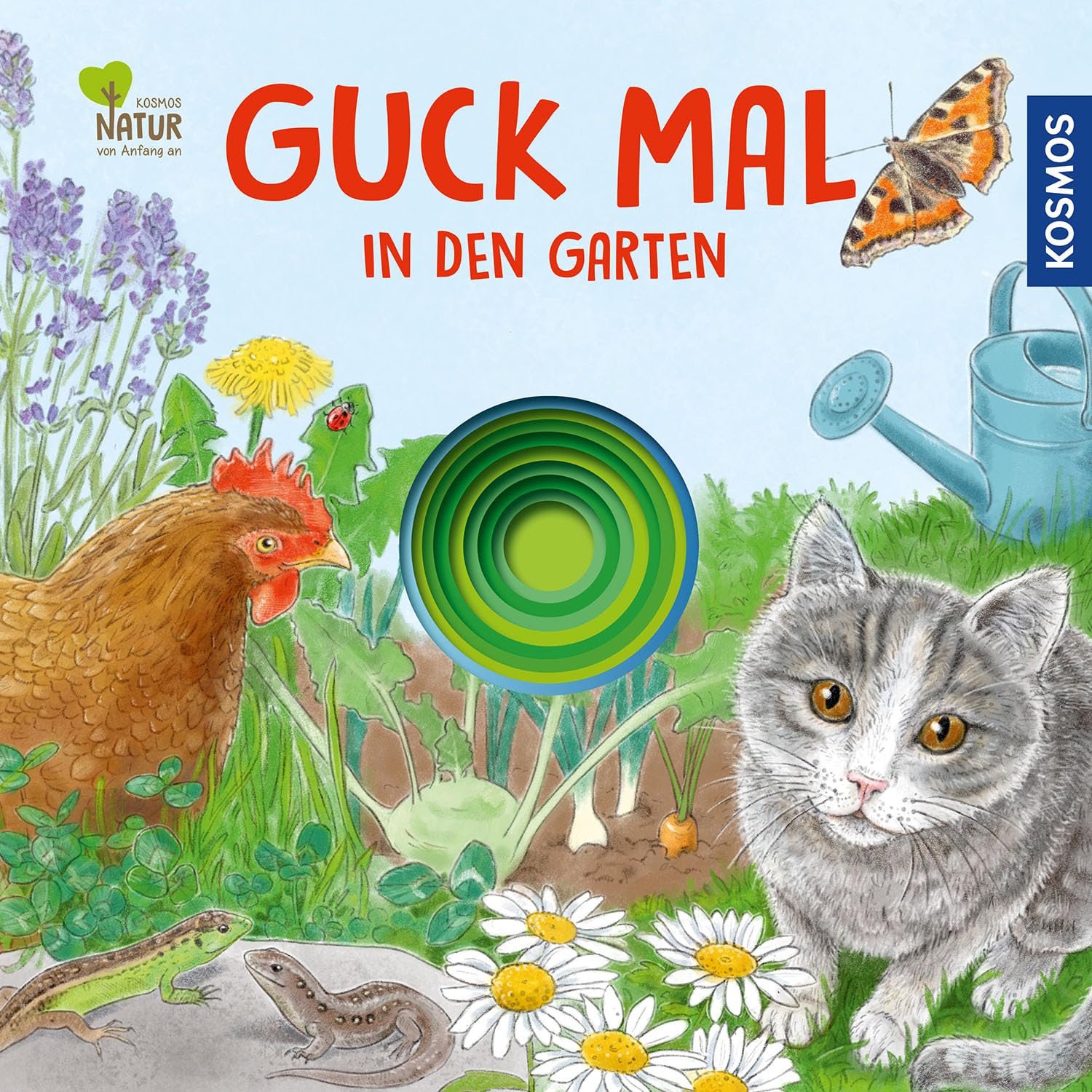 Guck mal in den Garten: Die erfolgreiche Reihe mit beliebten Tieren im Garten wie Katze, Hühnern und Igel, für die allerkleinsten Gartenentdecker! Auf jeder Seite versteckt sich ein Marienkäfer.