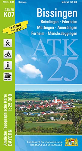 ATK25-K07 Bissingen (Amtliche Topographische Karte 1:25000): Reimlingen, Ederheim, Möttingen, Amerdingen, Forheim, Mönchsdeggingen (ATK25 Amtliche Topographische Karte 1:25000 Bayern)