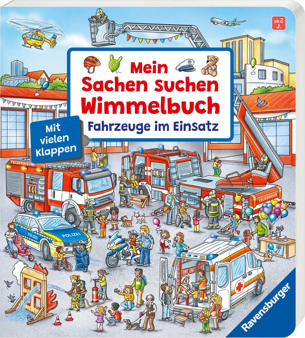 Mein Sachen suchen Wimmelbuch: Fahrzeuge im Einsatz, Pappbilderbuch mit Klappen ab 2 Jahren, Bilderbuch