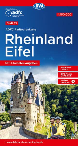ADFC-Radtourenkarte 15 Rheinland /Eifel 1:150.000, reiß- und wetterfest, E-Bike geeignet, GPS-Tracks Download, mit Bett+Bike Symbolen, mit Kilometer-Angaben (ADFC-Radtourenkarte 1:150.000)