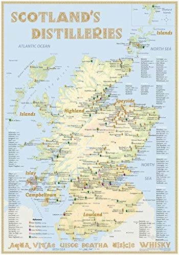 Whisky Distilleries Scotland - Poster 70x100cm Standard Edition: The Scottish Whisky Landscape in Overview