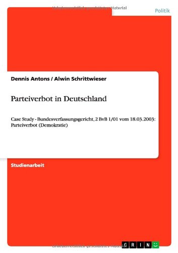 Parteiverbot in Deutschland: Case Study - Bundesverfassungsgericht, 2 BvB 1/01 vom 18.03.2003: Parteiverbot (Demokratie)