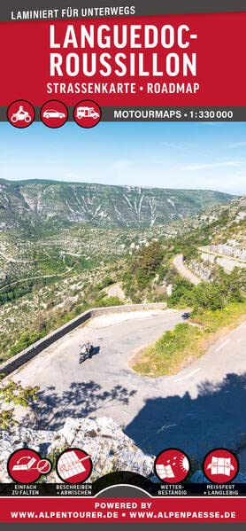 MoTourMaps Languedoc-Roussillon Auto- und Motorradkarte 1:330.000: reißfest • wasserfest • beschreibbar (MOTOURMAPS: Laminierte Auto- und Motorrad-Straßenkarten für unterwegs)