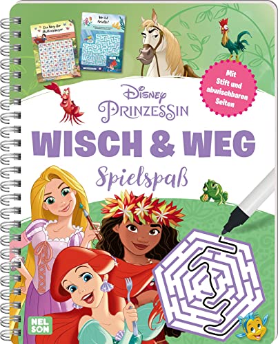 Disney Prinzessin: Wisch & Weg Spielspaß: Buch mit abwischbaren Seiten und Stift | Buch zum spielerischen Lernen (ab 4 Jahren)