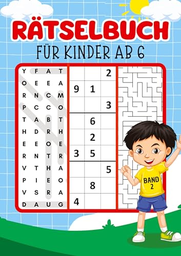 Rätselbuch für Kinder - Band 2: Rätselblock Kinder | drei Rätseln (Sudoku 4x4, Labyrinth und Wortsuchrätsel) für jeden Tag mit 90 Rätseln inkl. ... für Kinder (Rätsel für Kinder mit ISAM)