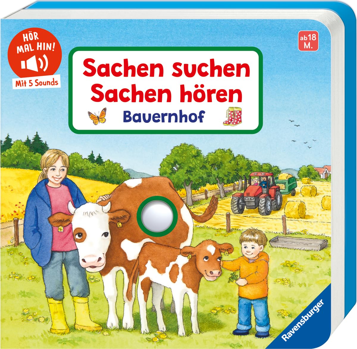 Hör mal hin! Sachen suchen, Sachen hören: Bauernhof: Soundbuch, Wimmelbuch, Pappbilderbuch für Kinder ab 18 Monaten