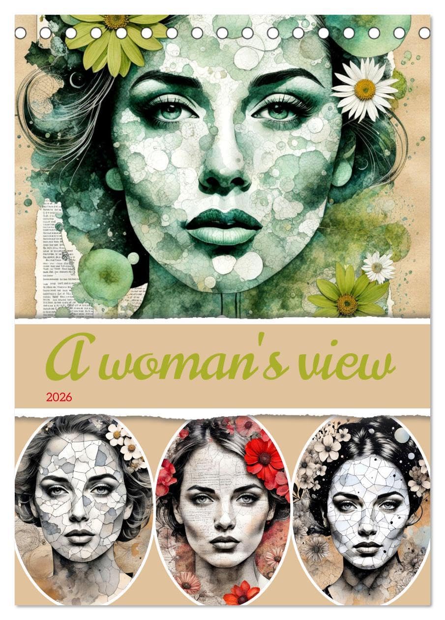 A woman's view (Desk Calendar 2026 DIN A5 portrait), CALVENDO 12 Month DeskCalendar: Discover our magnificent calendar of portraits of women, created in a unique paper collage style.