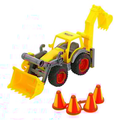 WADER QUALITY TOYS ConsTruck Radlader mit Heckbagger
