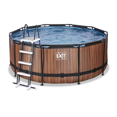 EXIT Wood Pool ø360x122cm mit Filterpumpe, braun