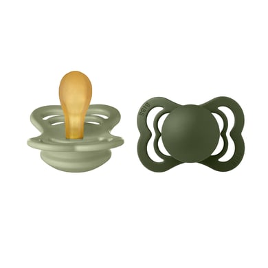 BIBS® Schnuller Supreme Sage / Hunter Green Latex 0-6 Monate, 2 Stk.