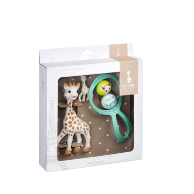 VULLI Sophie la girafe® Geschenkset zur Geburt mit Sophie la girafe®, 1 Rassel Swing, 1 Schlüsselanhänger