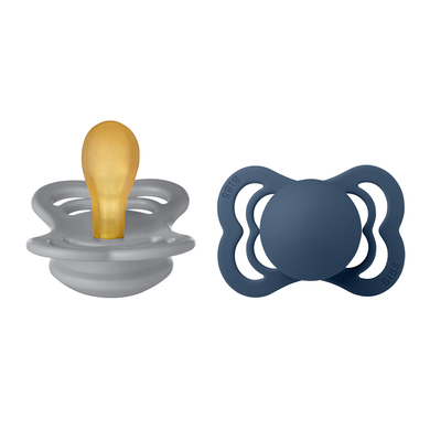 BIBS® Schnuller Supreme Latex Cloud und Steel Blue 0-6 Monate, 2 Stk.