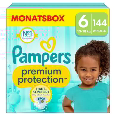 Pampers Premium Protection, Gr. 6 Extra Large, 13kg+, Monatsbox (1x 144 Windeln)