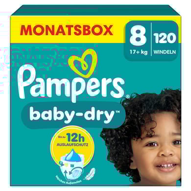 Pampers Baby-Dry Windeln, Gr. 8, 17+kg, Monatsbox (1 x 120 Windeln)