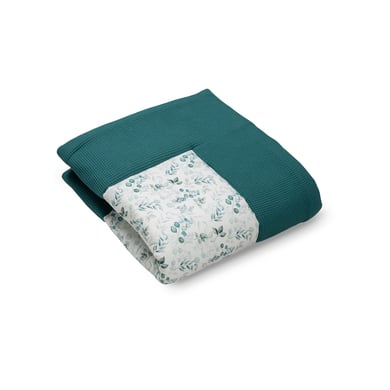 ULLENBOOM Krabbeldecke Waffelpique Motiv Eukalyptus-Petrol 120x120cm
