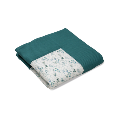 ULLENBOOM Krabbeldecke Waffel Motiv Eukalyptus-Petrol 140x140cm