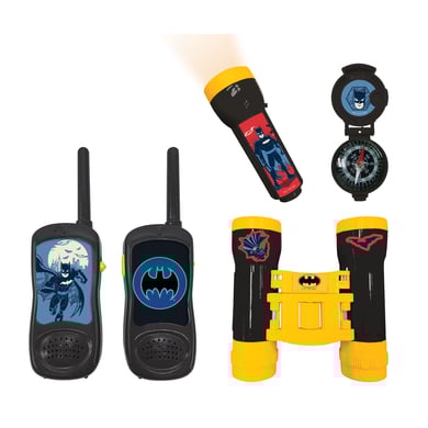 LEXIBOOK Batman Abenteuerset mit 2 Walkie-Talkies bis zu 120m, Fernglas, Taschenlampe und Kompass