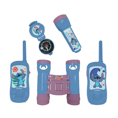 LEXIBOOK Disney Stitch Abenteuerset mit 2 Walkie-Talkies bis zu 120m, Fernglas, Taschenlampe und Kompass