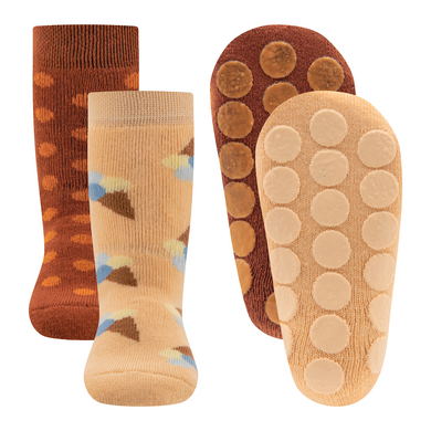 Ewers Stoppersocken 2er-Pack Eis/Punkte apricot/kupfer