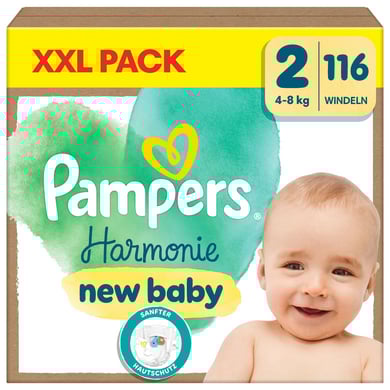 Pampers Windeln Harmonie Gr. 2 Mini, 4kg - 8kg, XXL Pack (1x116 Windeln)