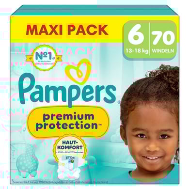Pampers Windeln Premium Protection, Gr.6 Extra Large 13+kg, Maxi Pack (1x 70 Windeln)