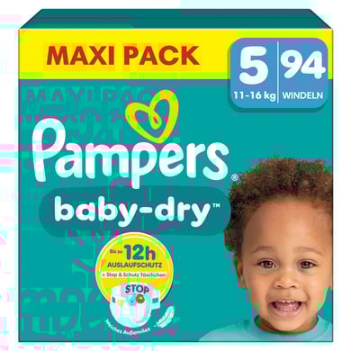 Pampers Baby-Dry Windeln, Gr.5 Junior 11-16kg, Maxi Pack (1 x 94 Windeln)