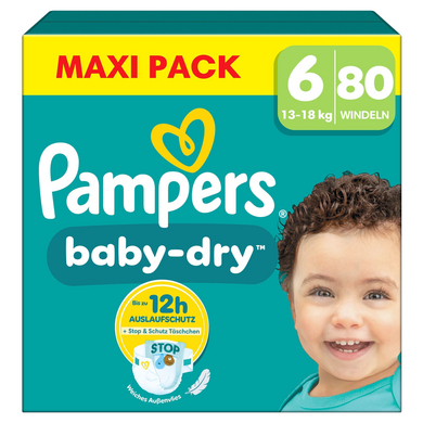 Pampers Baby-Dry Windeln, Gr.6 Extra Large 13-18kg, Maxi Pack (1 x 80 Windeln)