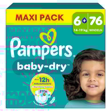 Pampers Baby-Dry Windeln, Gr.6+ Extra Large 14-19kg, Maxi Pack (1 x 76 Windeln)