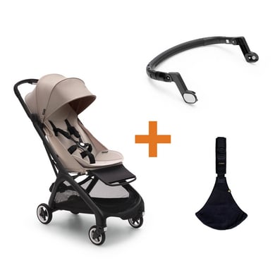 bugaboo Buggy Butterfly complete Desert Taupe Set inklusive Bauchbügel und Wildride Kindertrage Black