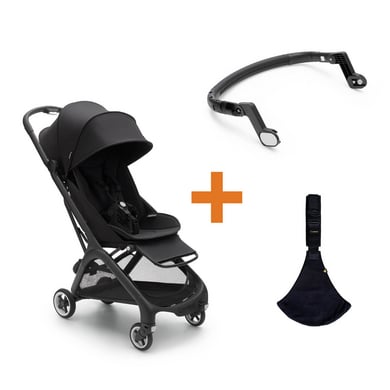 bugaboo Buggy Butterfly complete Midnight Black Set inklusive Bauchbügel und Wildride Kindertrage Black