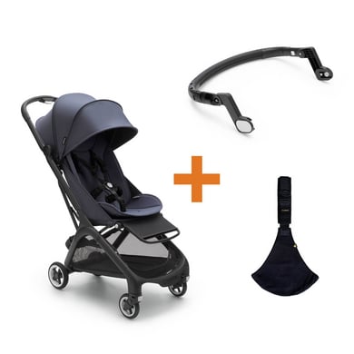 bugaboo Buggy Butterfly complete Stormy Blue Set inklusive Bauchbügel und Wildride Kindertrage Black