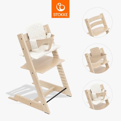 STOKKE® Tripp Trapp® Hochstuhl Buche natur inkl. Kissen Wheat Cream und Baby Set V2 natur
