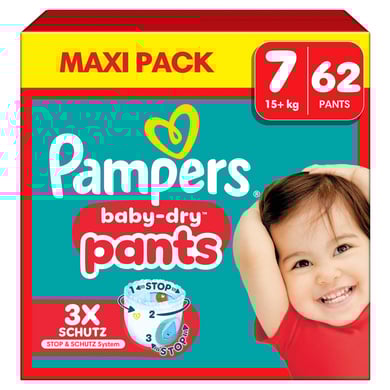 Pampers Baby-Dry Pants, Gr.7 Extra Large 15+kg, Maxi Pack (1 x 62 Pants)