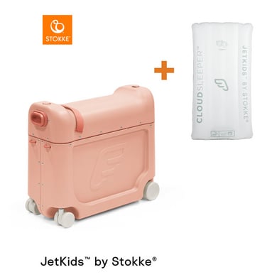 JETKIDS™ BY STOKKE® Aufsitzkoffer BedBox™ Coral Pink und Matratze CloudSleeper™ weiß