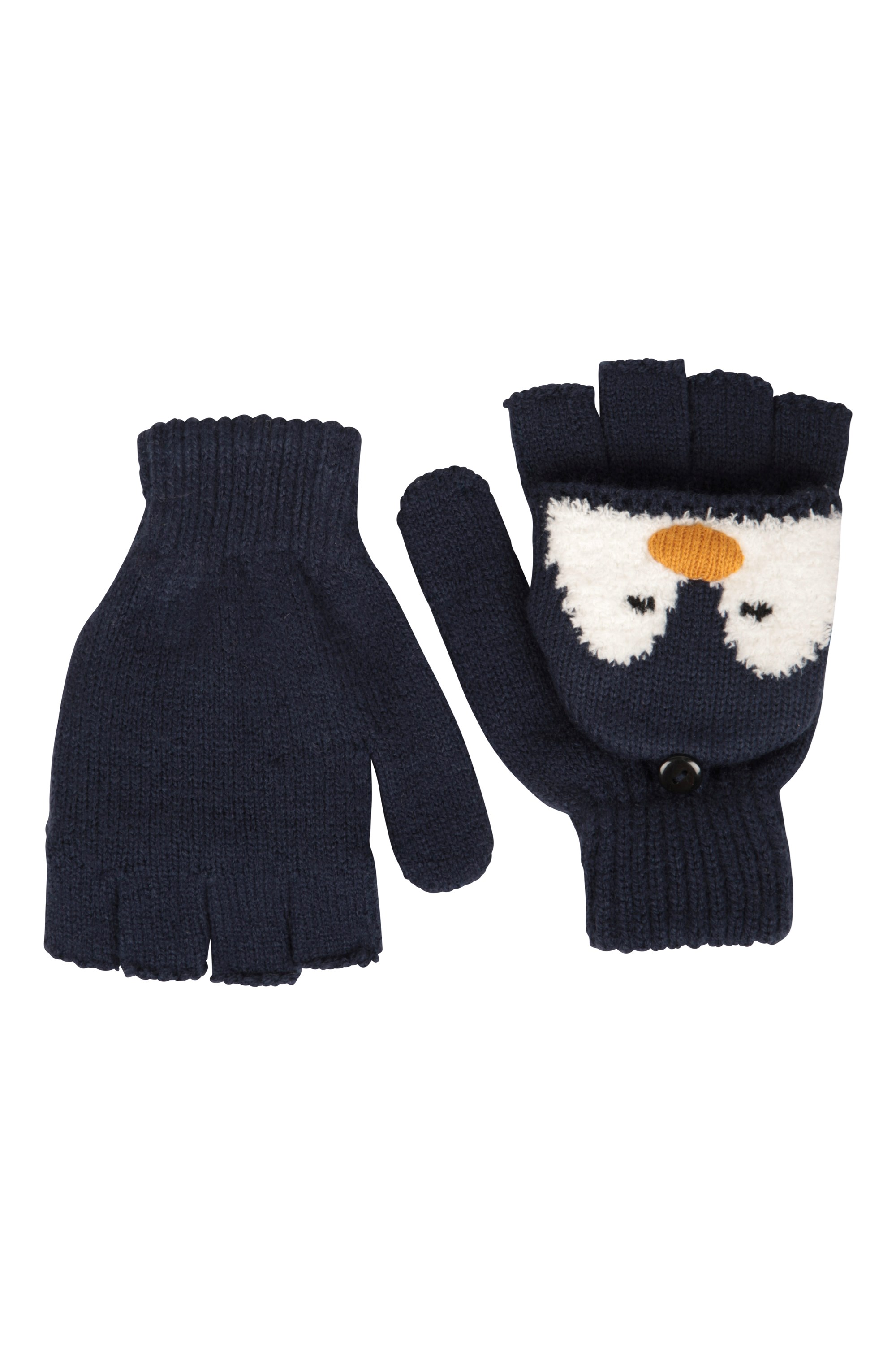 Penguin Kinder Strick-Handschuhe - Blau