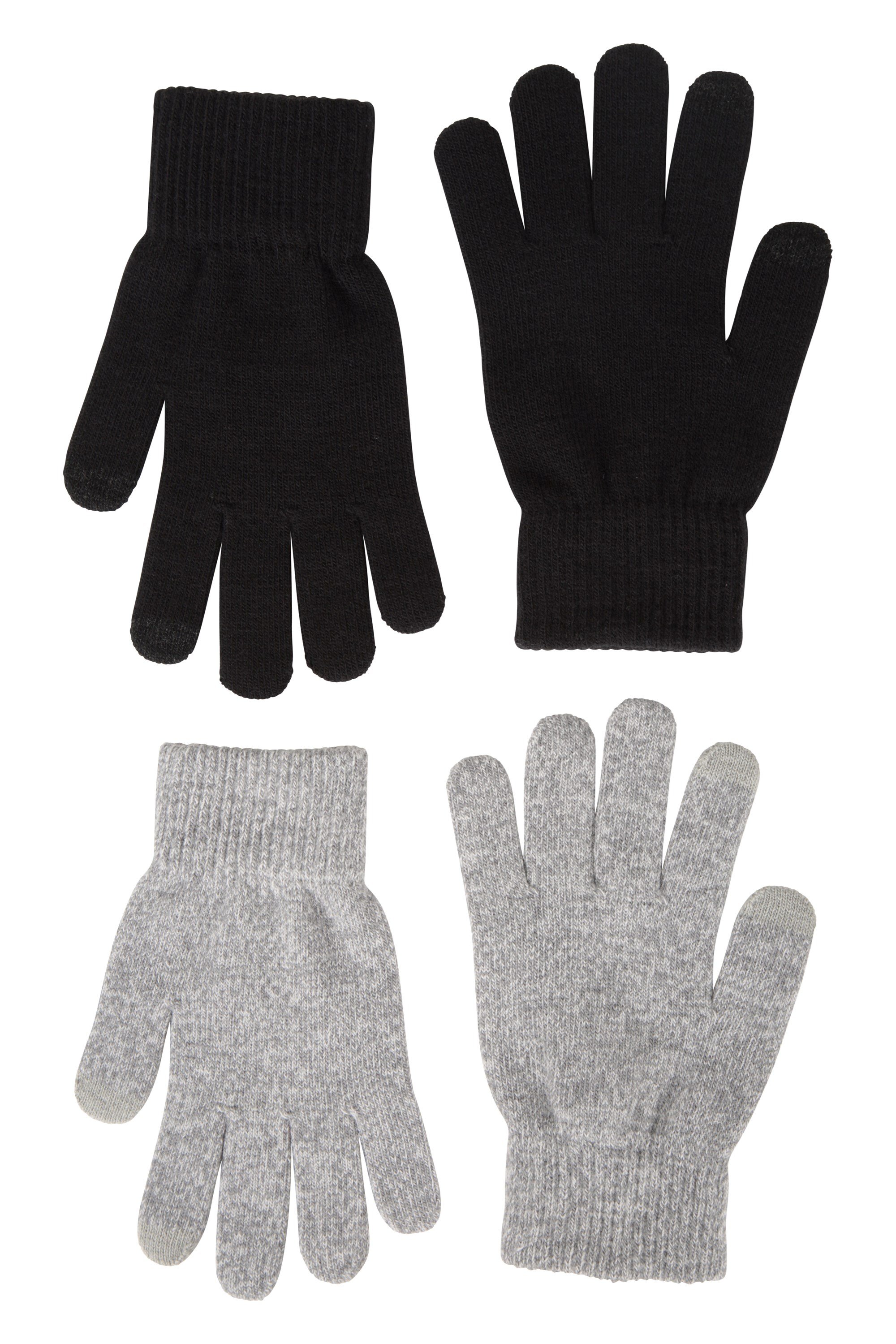Magic Touch Touchscreen Damen-Handschuhe - 2er Pack - Schwarz