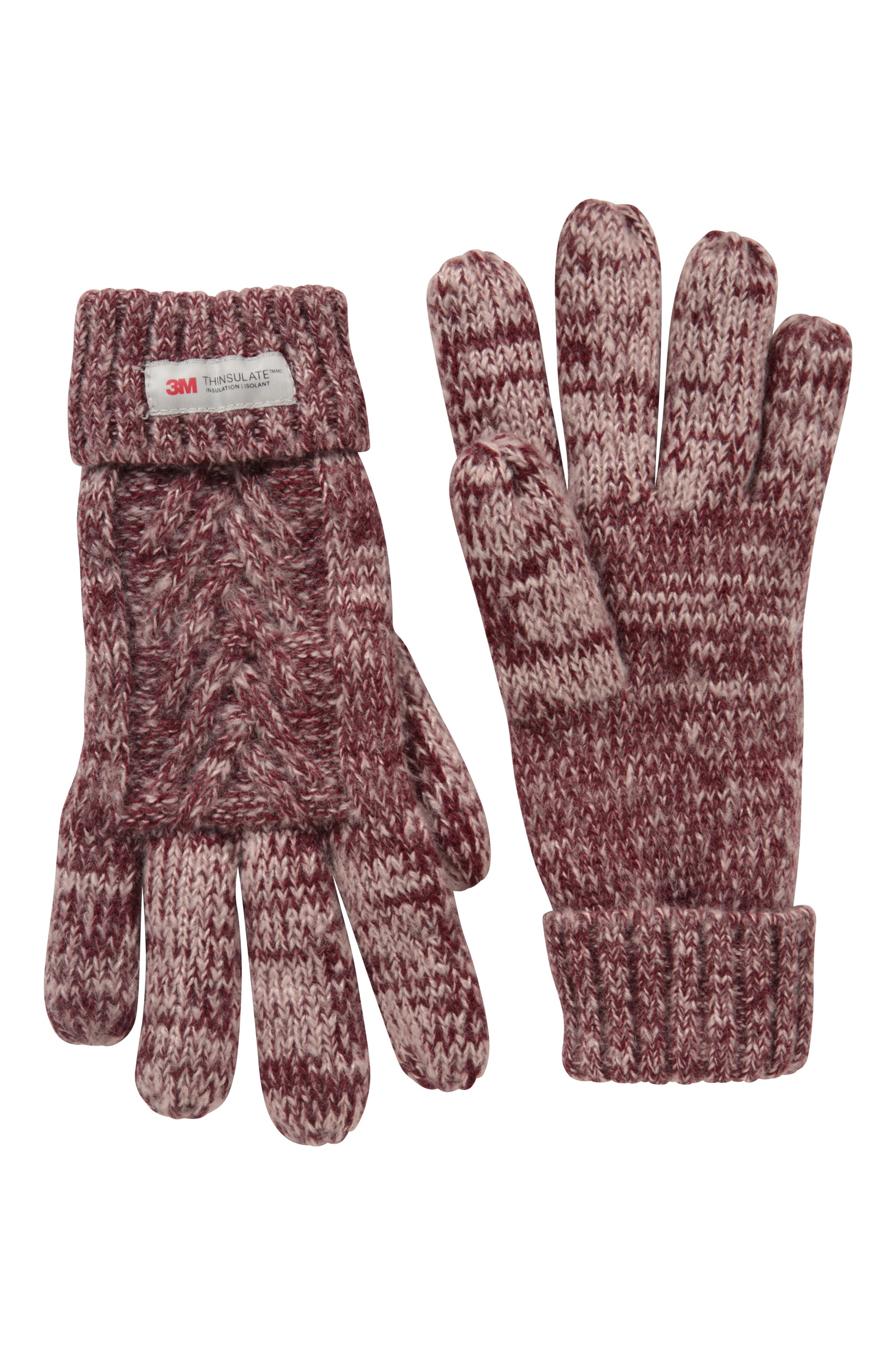 Thinsulate Damen-Handschuhe mit Zopfmuster - Burgunderrot