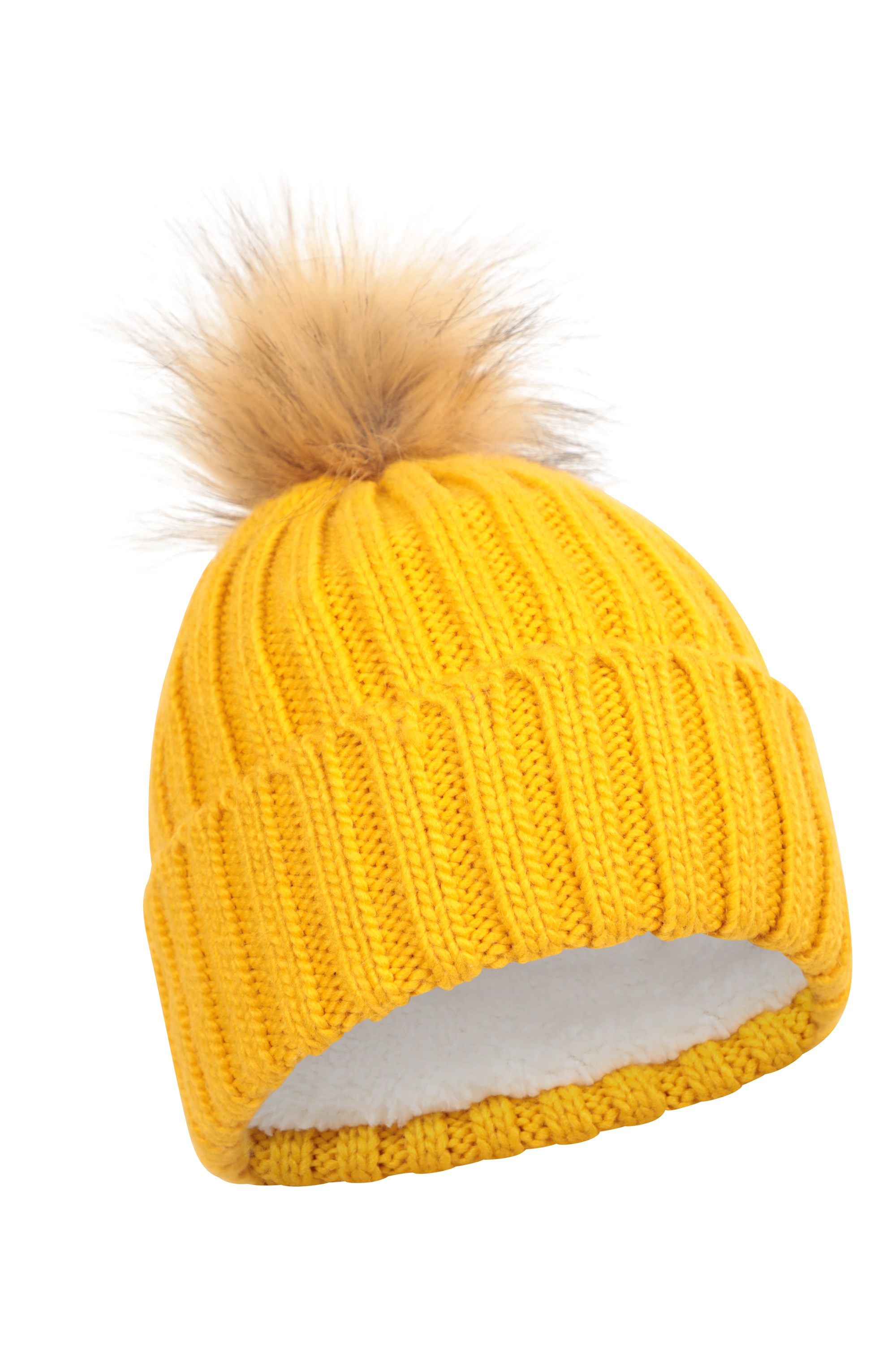 Geneva Gefütterte Damen Bommelmütze - Gelb