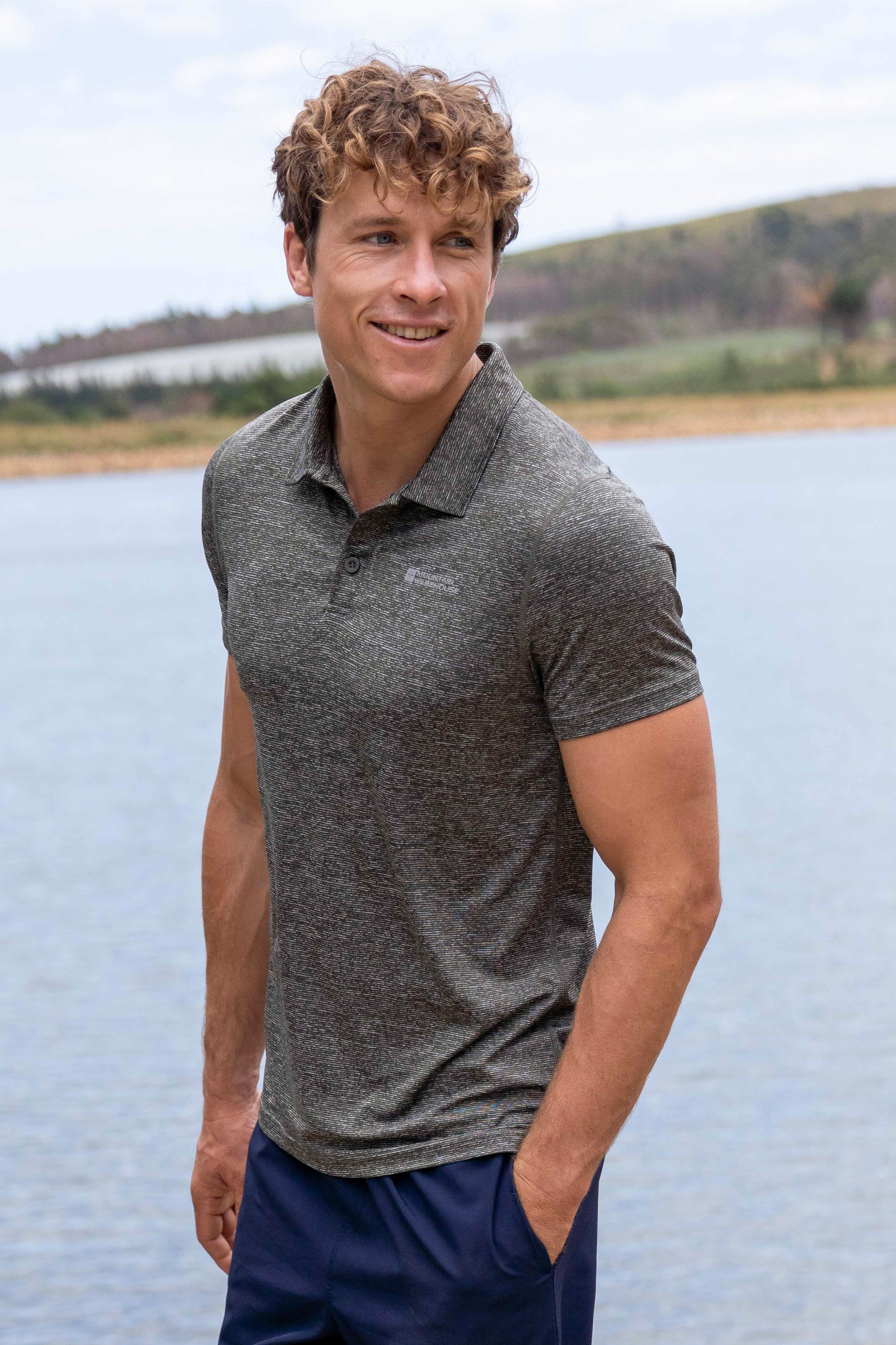 Agra Stripe Herren Polo T-Shirt - Anthrazitgrau