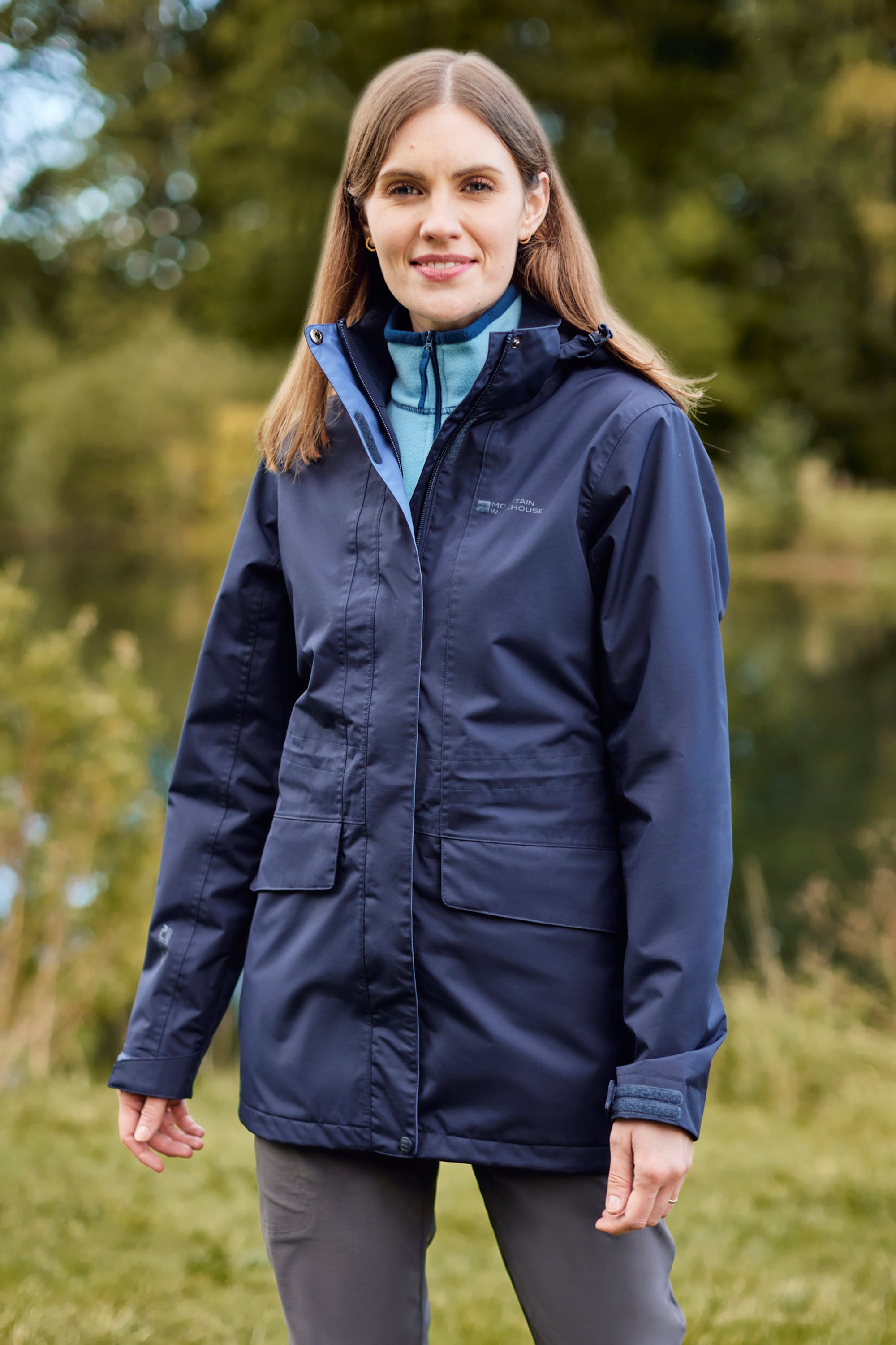 Glacial Extreme Lange Wasserdichte Damenjacke - Marineblau