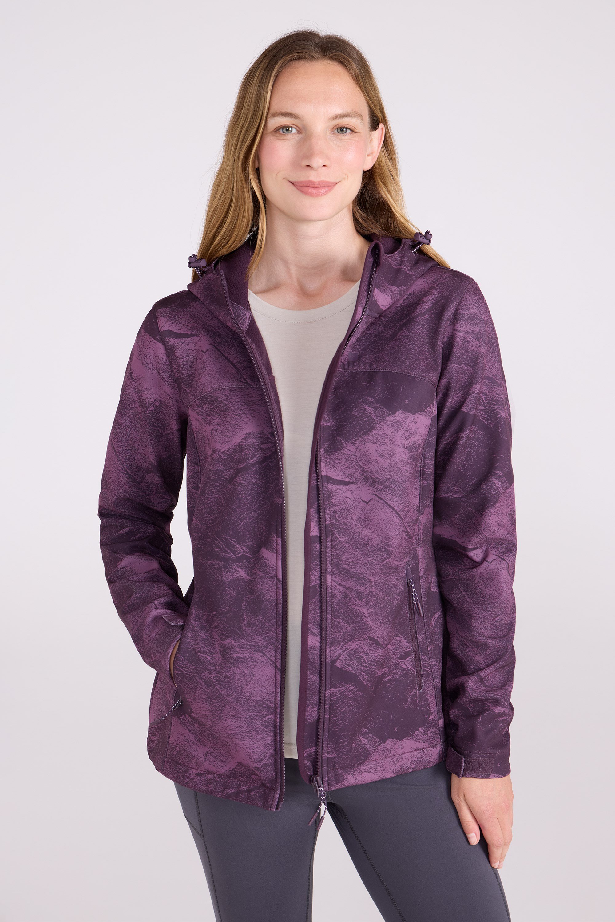 Exodus Gemusterte Damen Softshell-Jacke - Violett