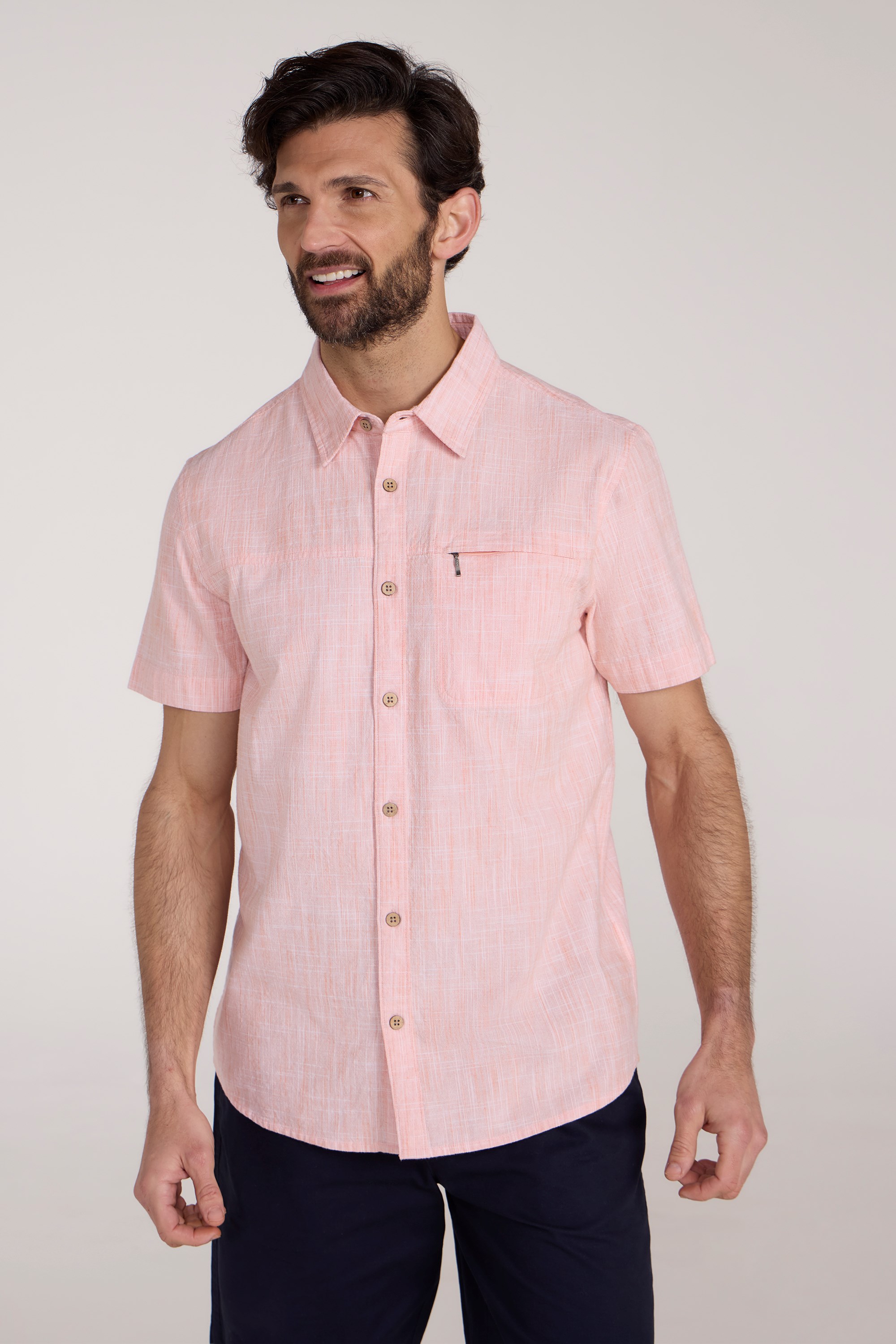Coconut Herren Kurzarm-Hemd - Pink