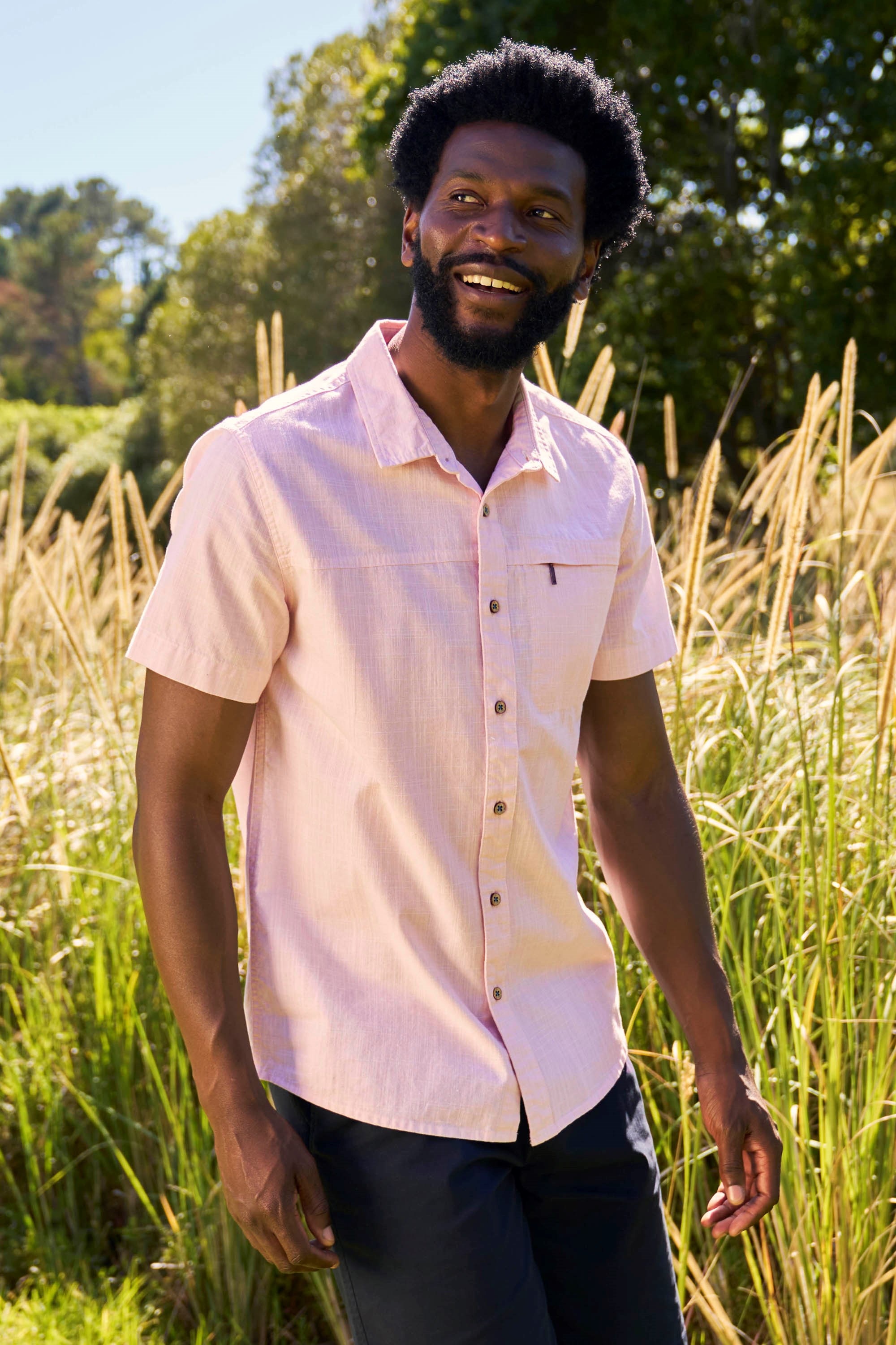 Coconut Herren Kurzarm-Hemd - Rosa