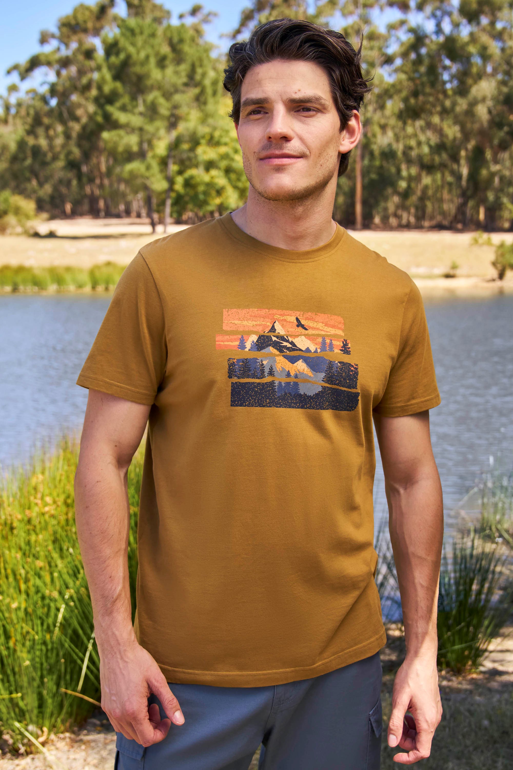 Mountain Explorer T-Shirt aus für Herren - Beige