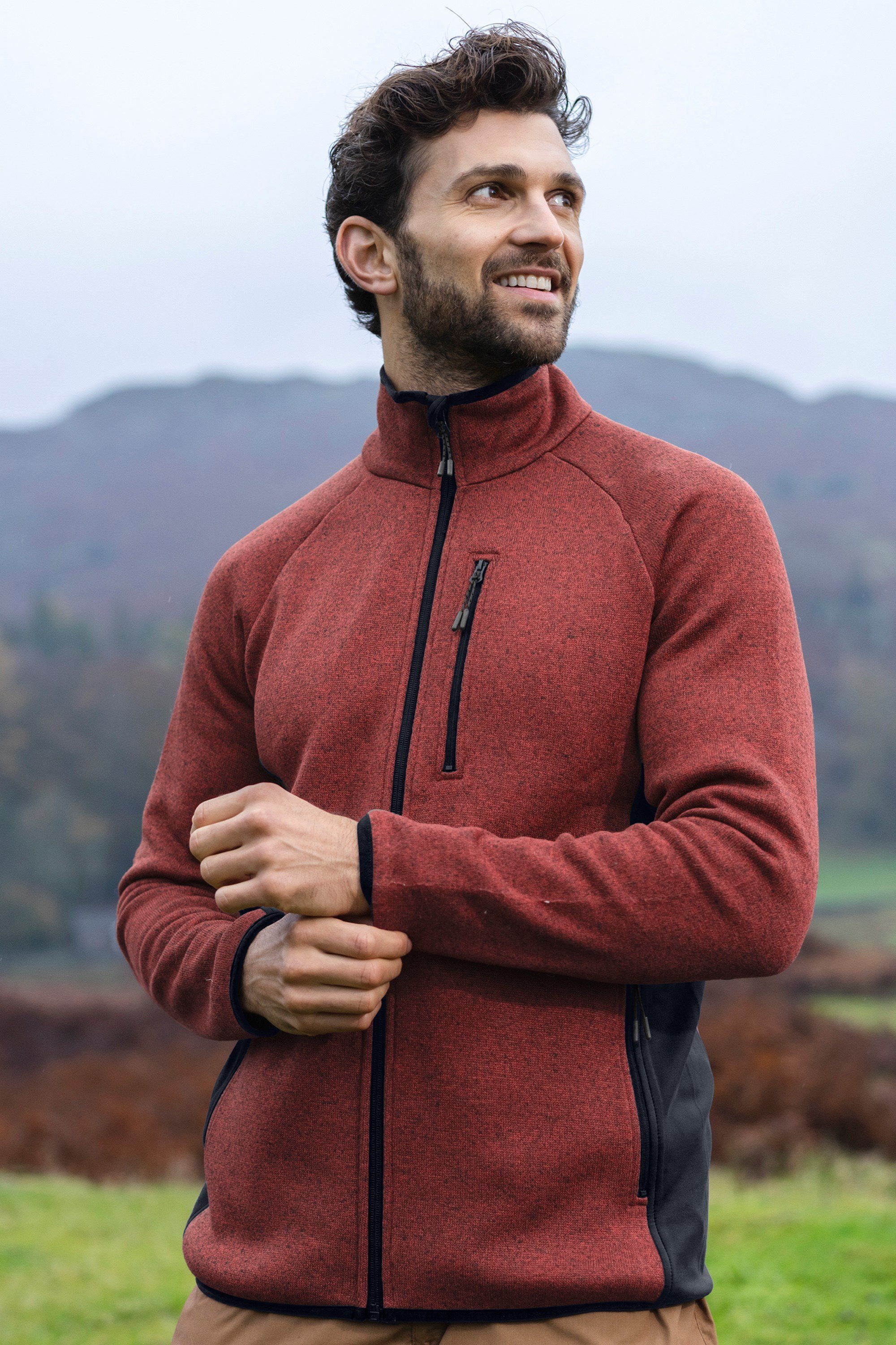 Treston Herren-Fleece-Jacke - Dunkel Rot