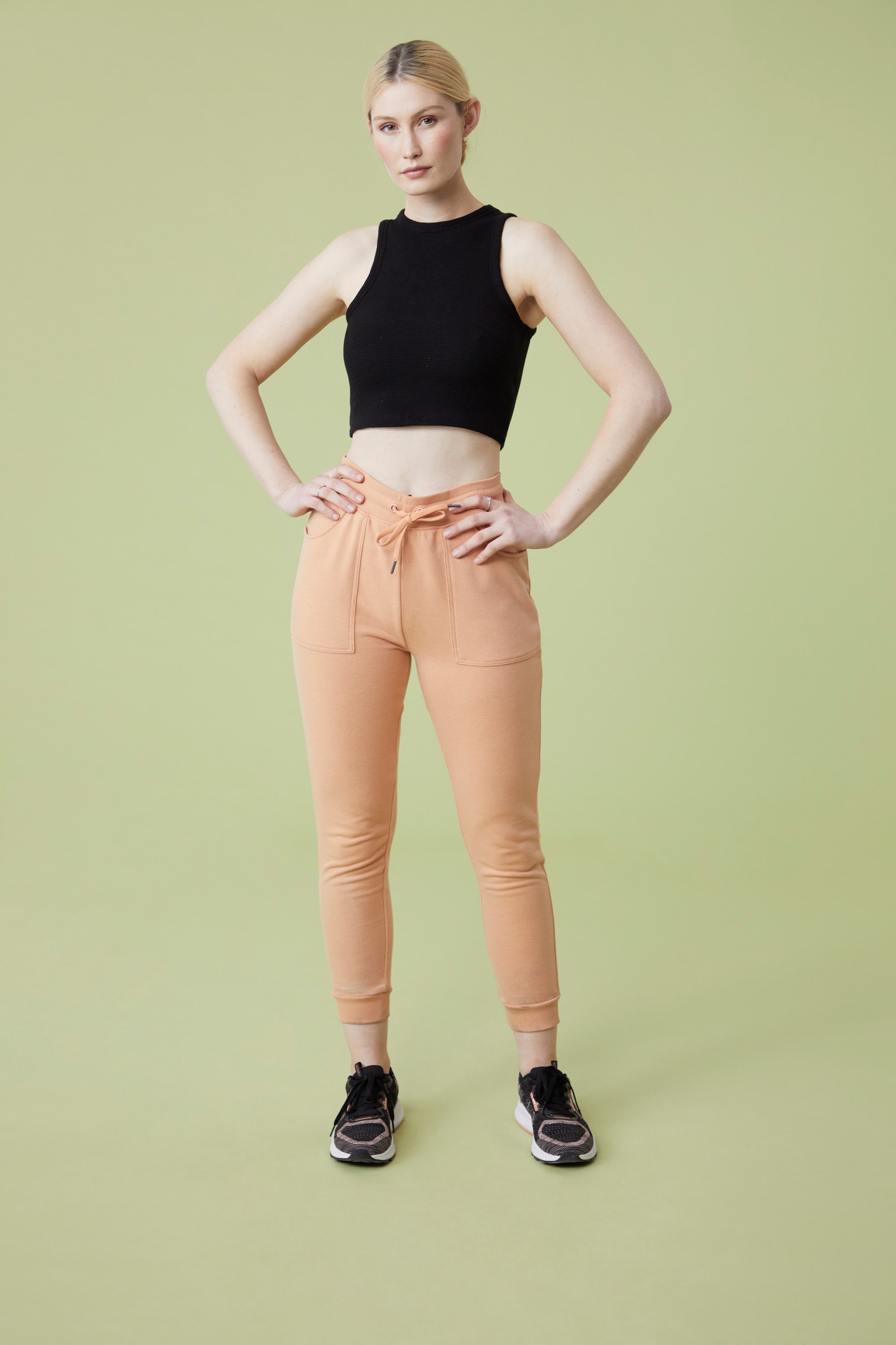 Geripptes Damen Tanktop - Schwarz