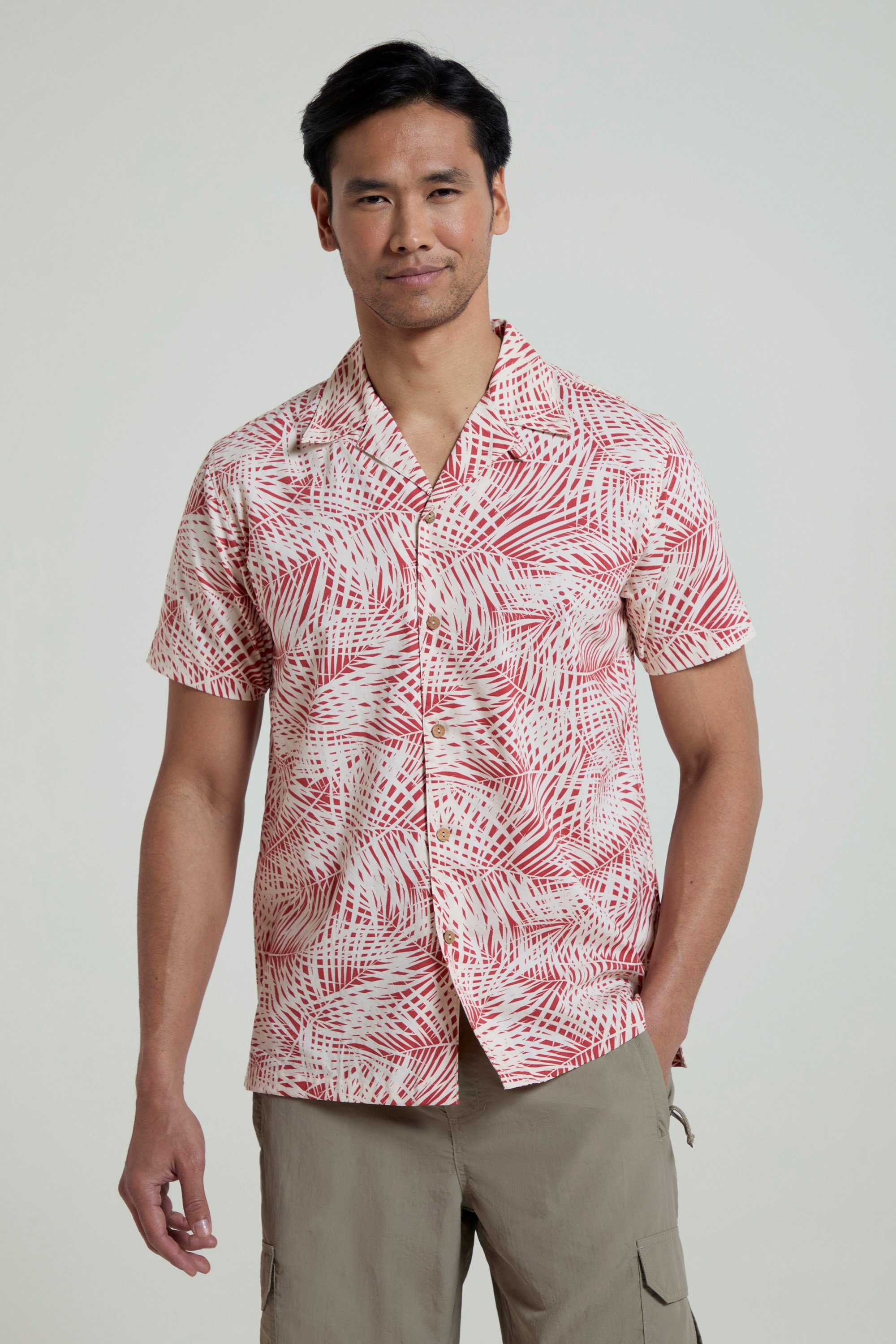 Beach kurzärmeliges Herren-Hemd - Dunkel Rot