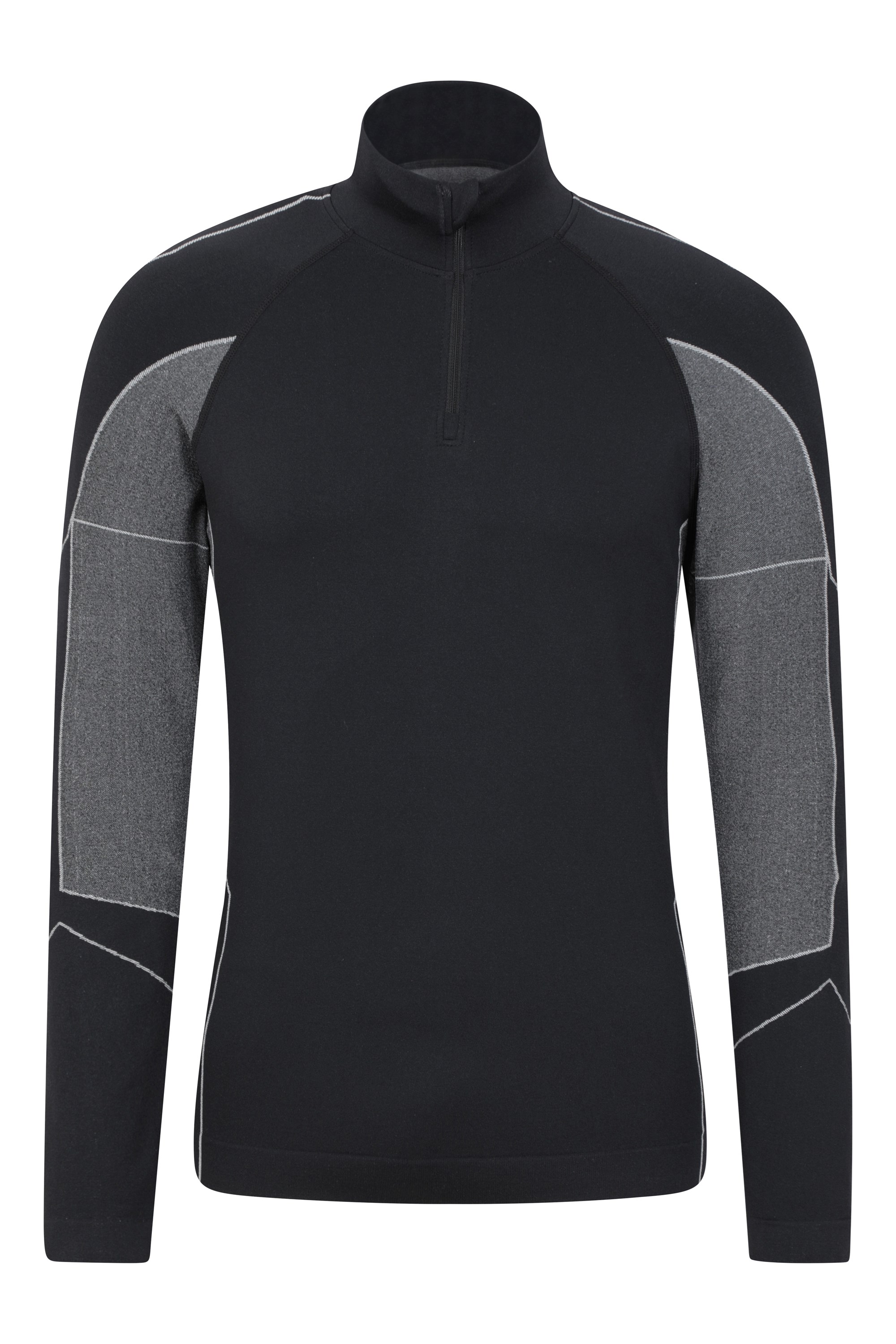 Quiver II Nahtloses Herren Baselayer-Top mit Reißverschluss - Schwarz